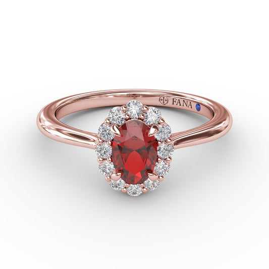 Fana Blooming Halo Ruby and Diamond Ring