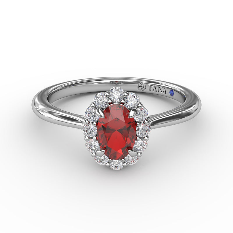 Fana Blooming Halo Ruby and Diamond Ring