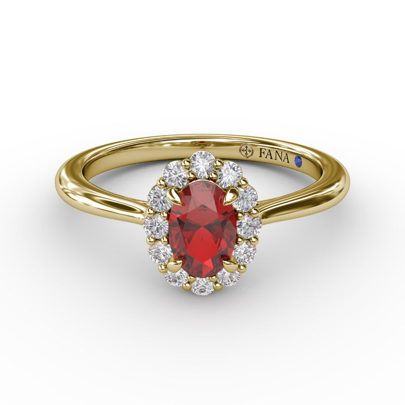 Fana Blooming Halo Ruby and Diamond Ring