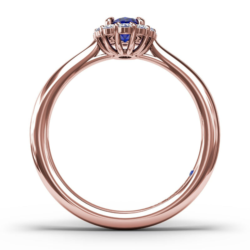 Fana Blooming Halo Sapphire and Diamond Ring