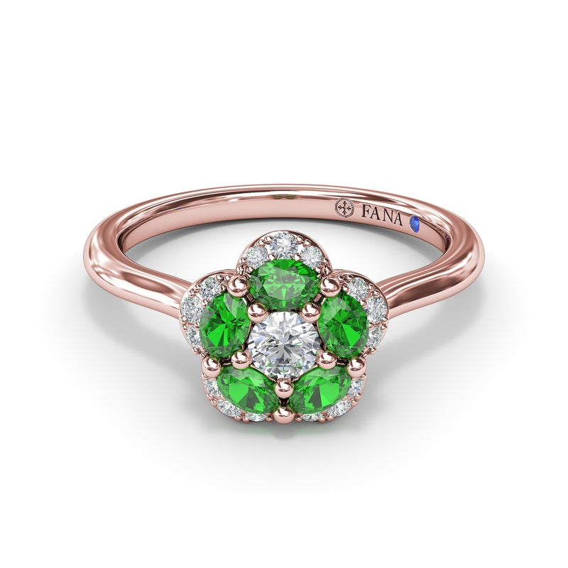 Fana Floral Emerald and Diamond Ring