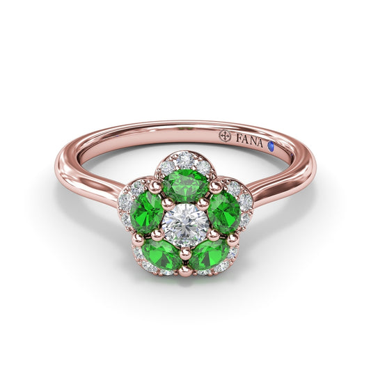 Fana Floral Emerald and Diamond Ring