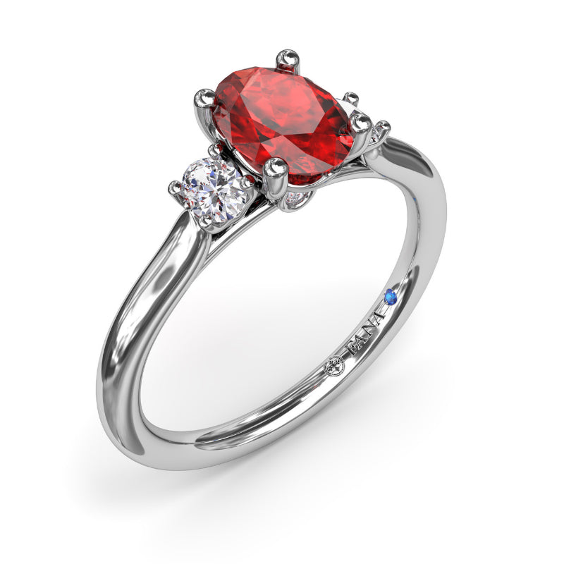 Fana Three Stone Ruby and Diamond Ring