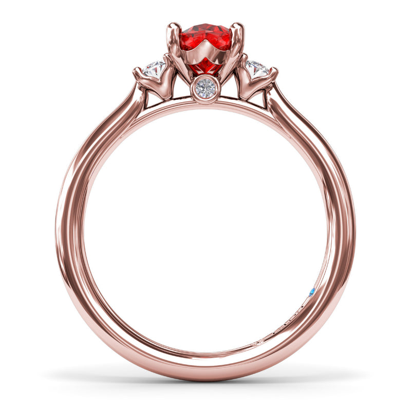 Fana Three Stone Ruby and Diamond Ring