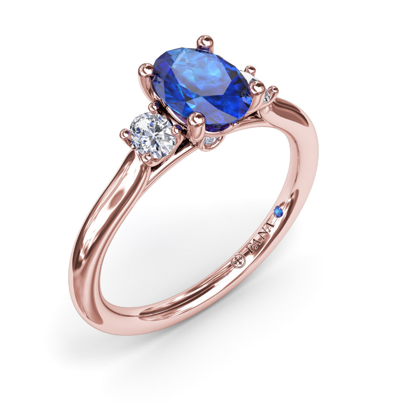 Fana Three Stone Sapphire and Diamond Ring