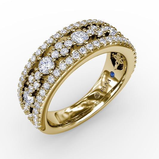 Fana Triple-Row Diamond Patterned Band