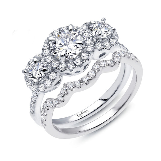 Lafonn Three-Stone Halo Wedding Set