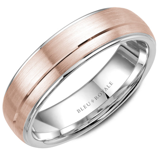 Bleu Royale Legacy Wedding Band 5.50mm Rose and White 14k Gold