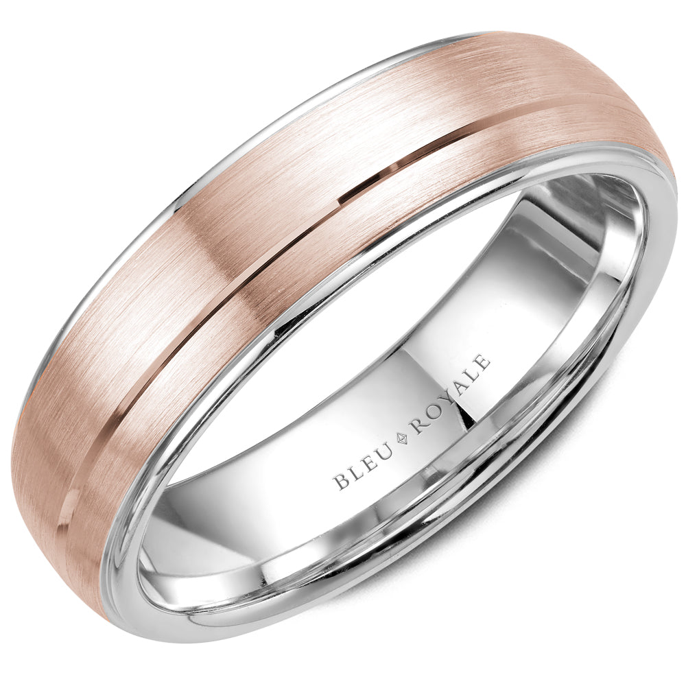 Bleu Royale Legacy Wedding Band 5.50mm Rose and White 18k Gold