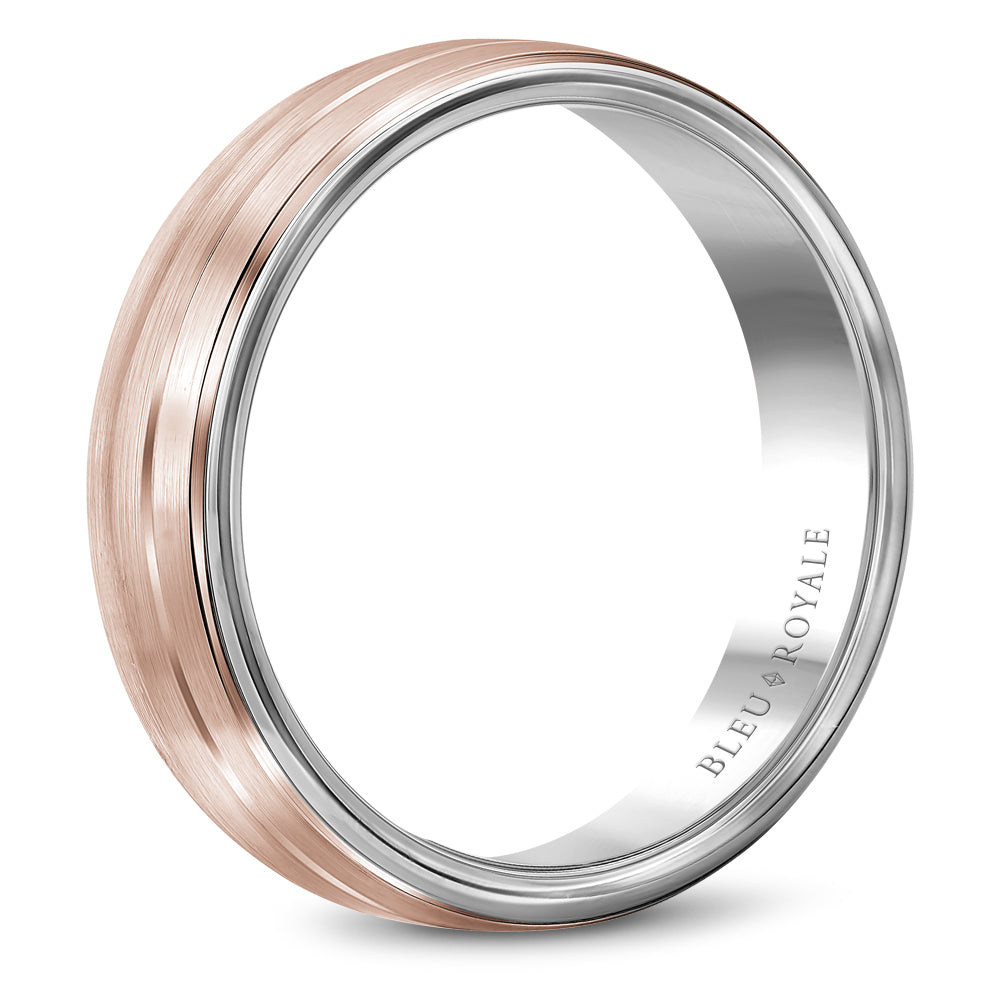 Bleu Royale Legacy Wedding Band 5.50mm Rose and White 14k Gold