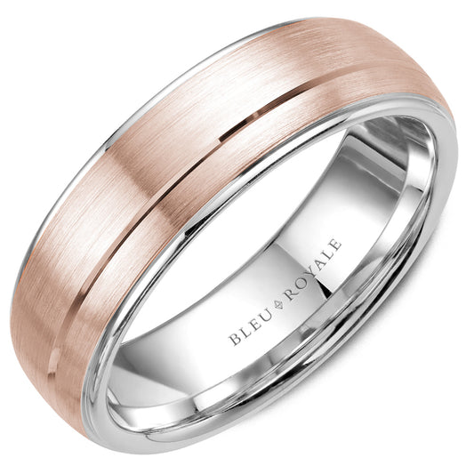 Bleu Royale Legacy Wedding Band 6.00mm Rose and White 14k Gold
