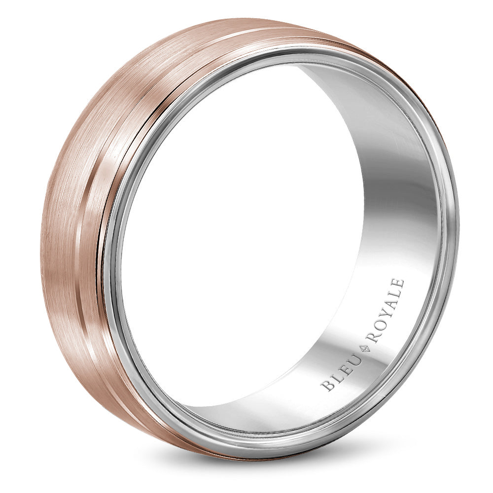Bleu Royale Legacy Wedding Band 6.00mm Rose and White 14k Gold
