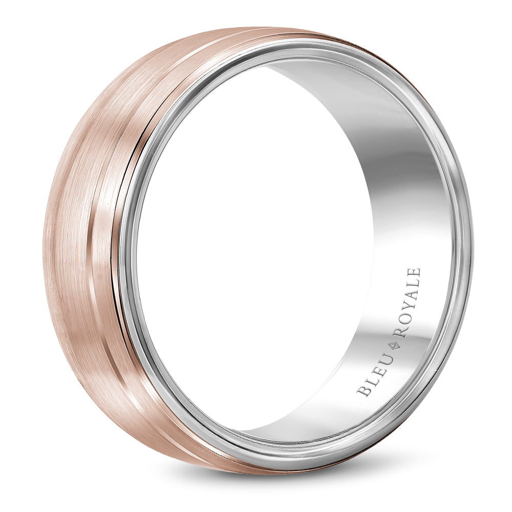 Bleu Royale Legacy Wedding Band 8.50mm Rose and White 18k Gold