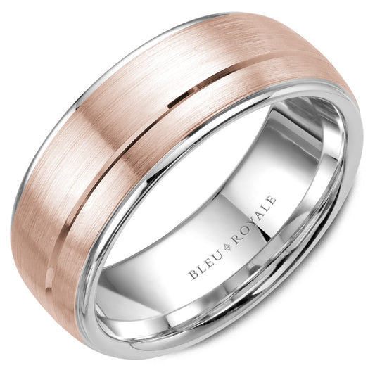 Bleu Royale Legacy Wedding Band 8.50mm Rose and White 14k Gold