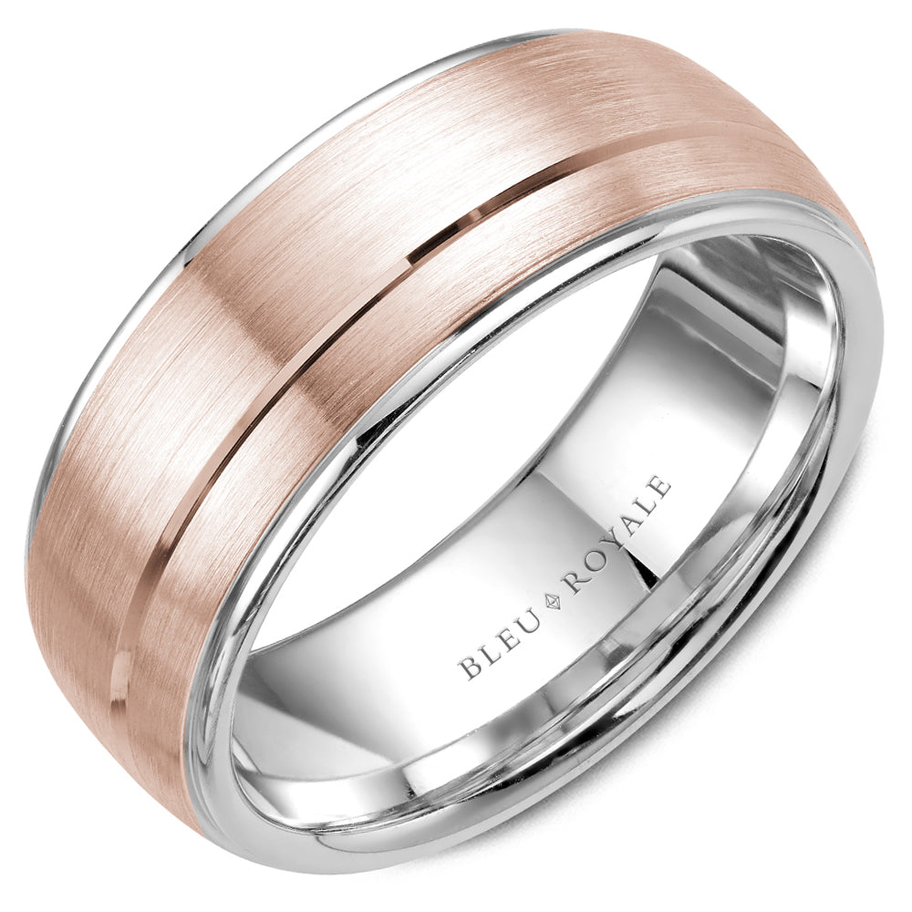 Bleu Royale Legacy Wedding Band 8.50mm Rose and White 18k Gold
