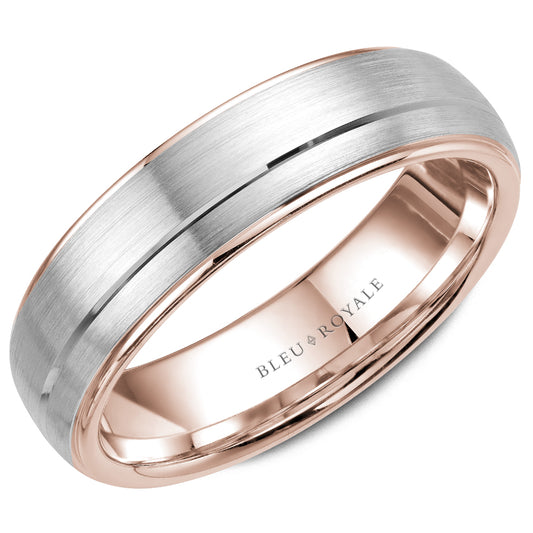Bleu Royale Legacy Wedding Band 5.50mm White and Rose 14k Gold