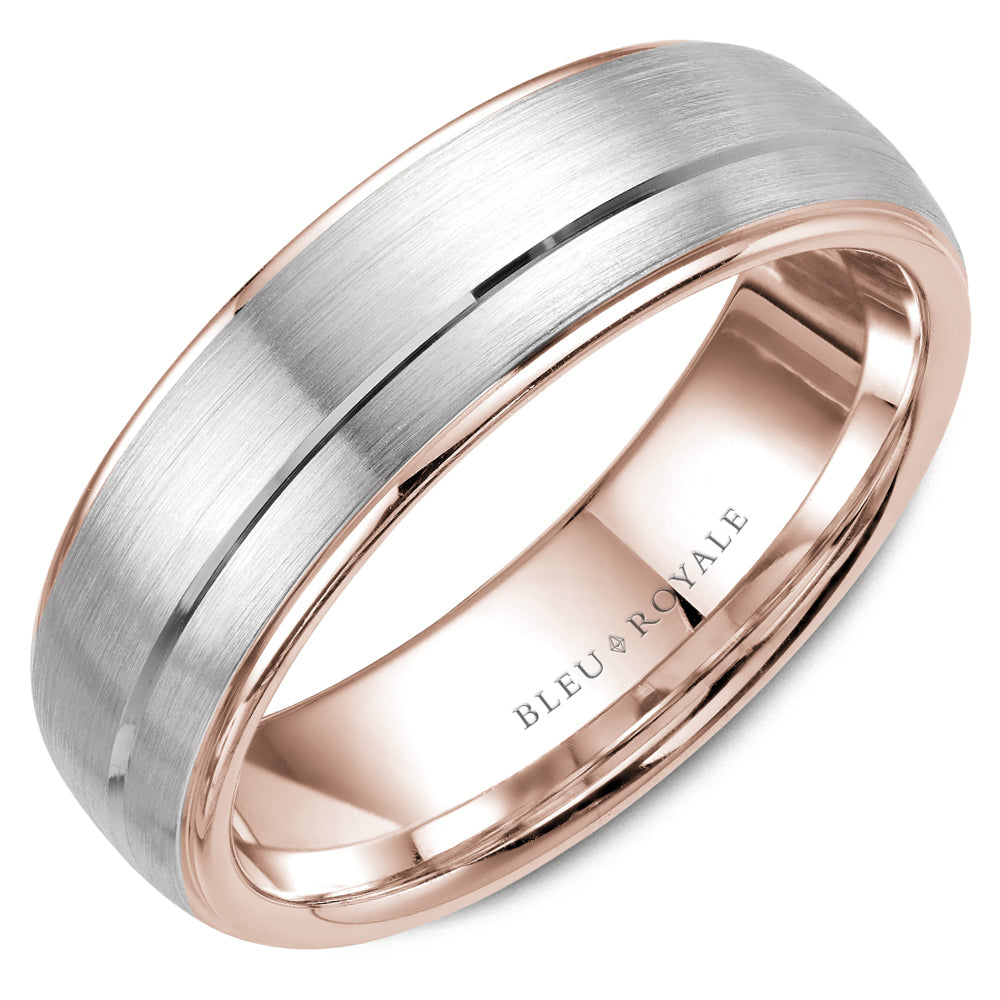 Bleu Royale Legacy Wedding Band 6.00mm White and Rose 14k Gold