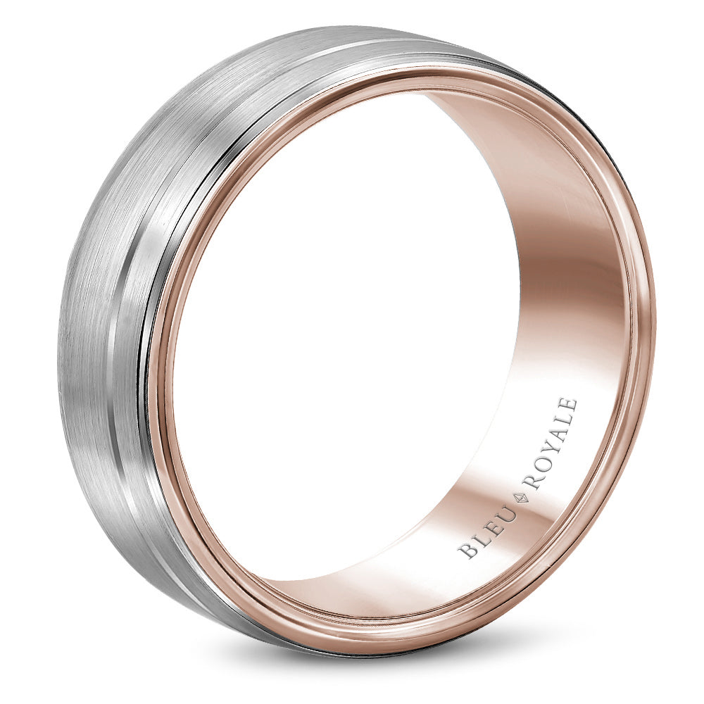 Bleu Royale Legacy Wedding Band 6.00mm White and Rose 18k Gold
