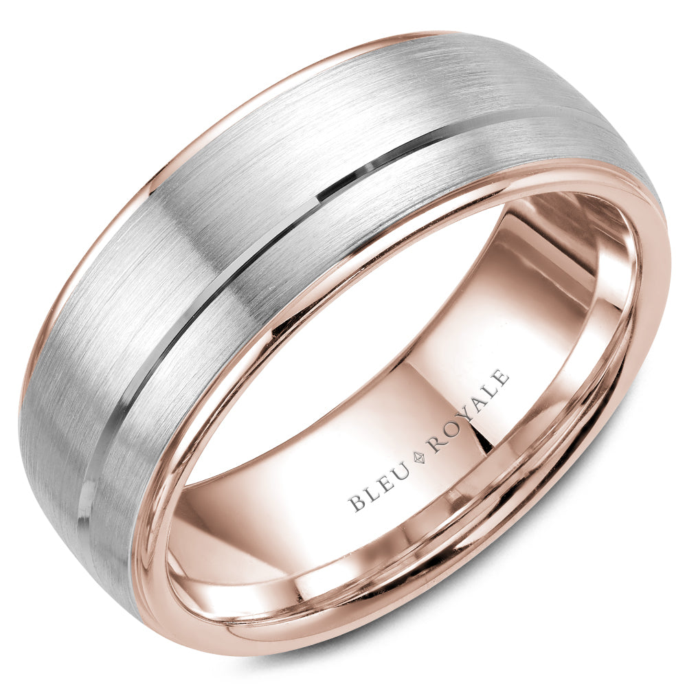 Bleu Royale Legacy Wedding Band 8.50mm White and Rose 14k Gold