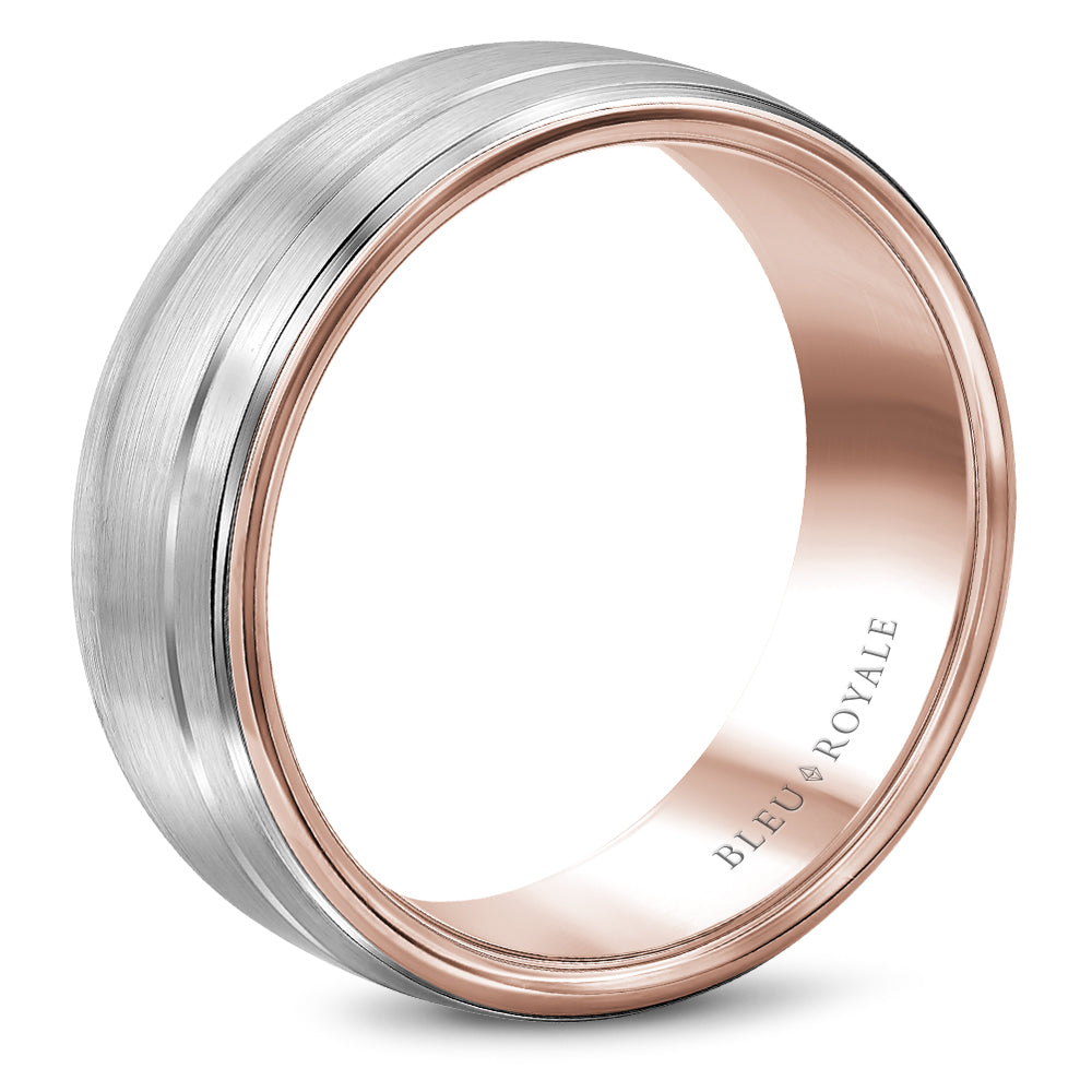 Bleu Royale Legacy Wedding Band 8.50mm White and Rose 14k Gold