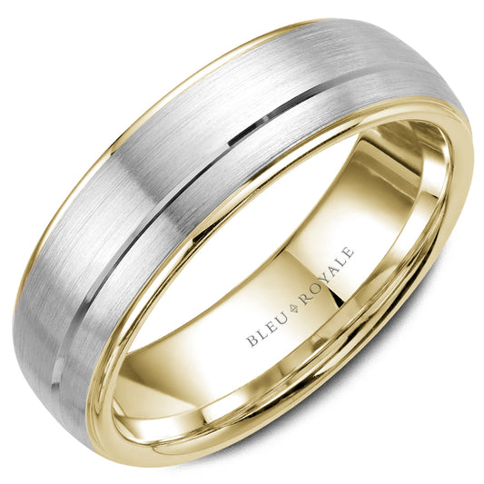 Bleu Royale Legacy Wedding Band 6.00mm White and Yellow 14k Gold