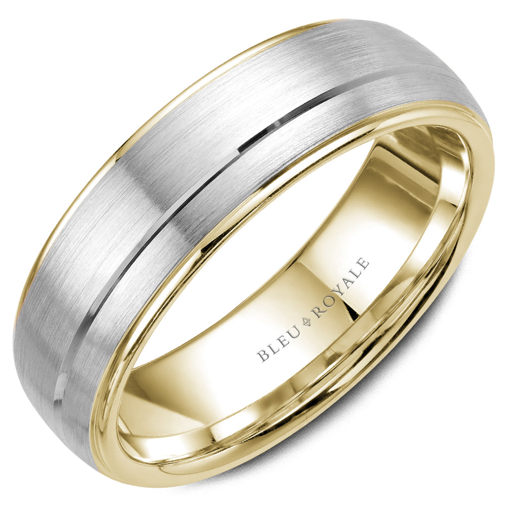 Bleu Royale Legacy Wedding Band 6.00mm White and Yellow 18k Gold