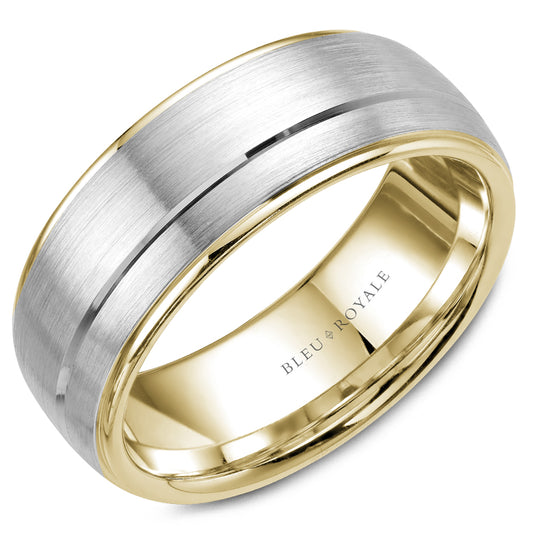 Bleu Royale Legacy Wedding Band 8.50mm White and Yellow 14k Gold