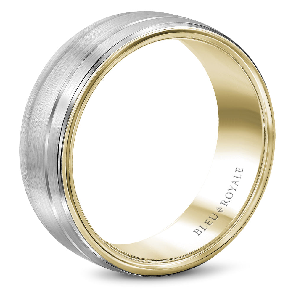 Bleu Royale Legacy Wedding Band 8.50mm White and Yellow 18k Gold