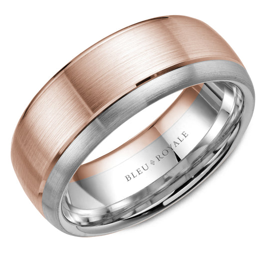 Bleu Royale Legacy Wedding Band 8.50mm Rose and White 18k Gold