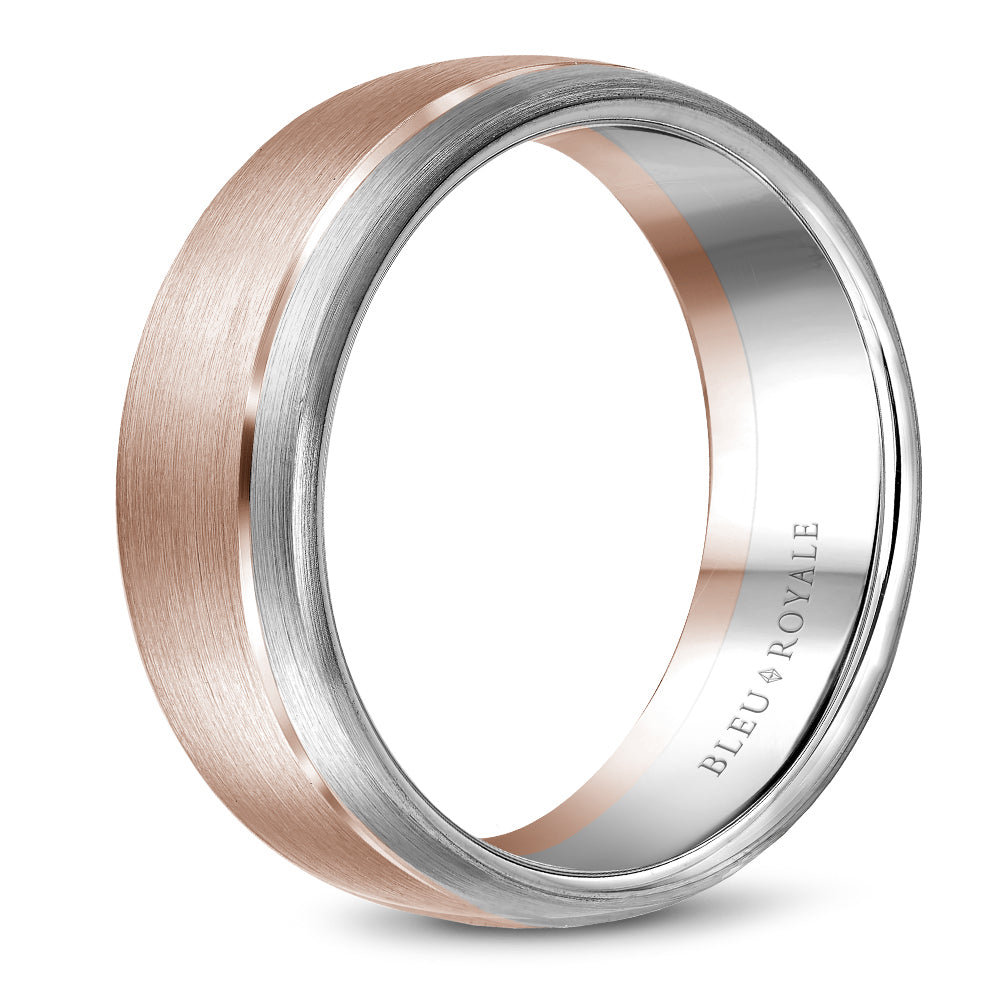 Bleu Royale Legacy Wedding Band 8.50mm Rose and White 14k Gold