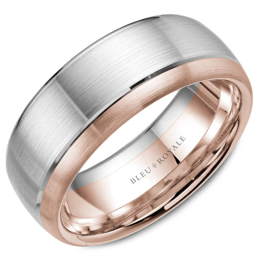 Bleu Royale Legacy Wedding Band 8.50mm White and Rose 14k Gold