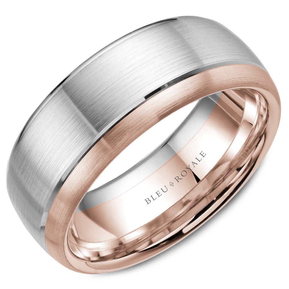 Bleu Royale Legacy Wedding Band 8.50mm White and Rose 18k Gold