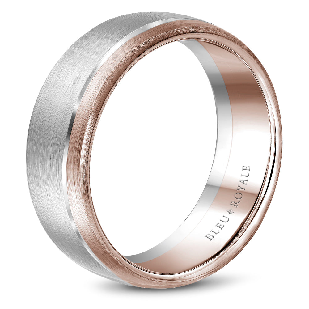 Bleu Royale Legacy Wedding Band 8.50mm White and Rose 14k Gold