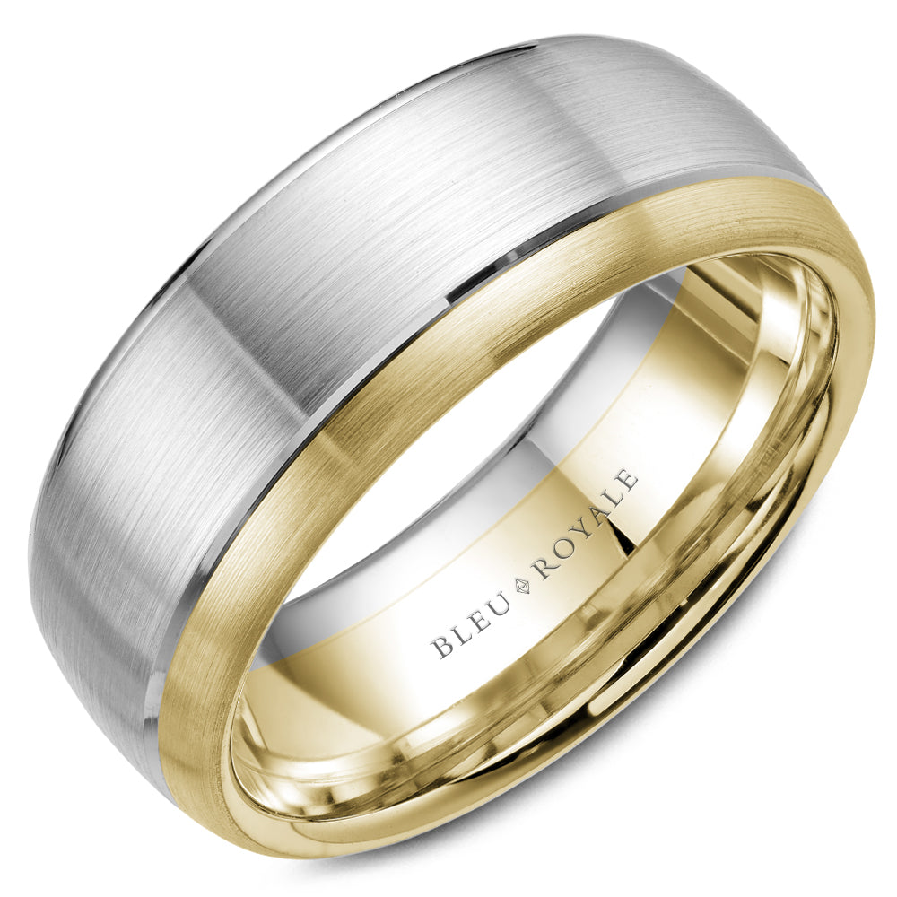 Bleu Royale Legacy Wedding Band 8.50mm White and Yellow 14k Gold
