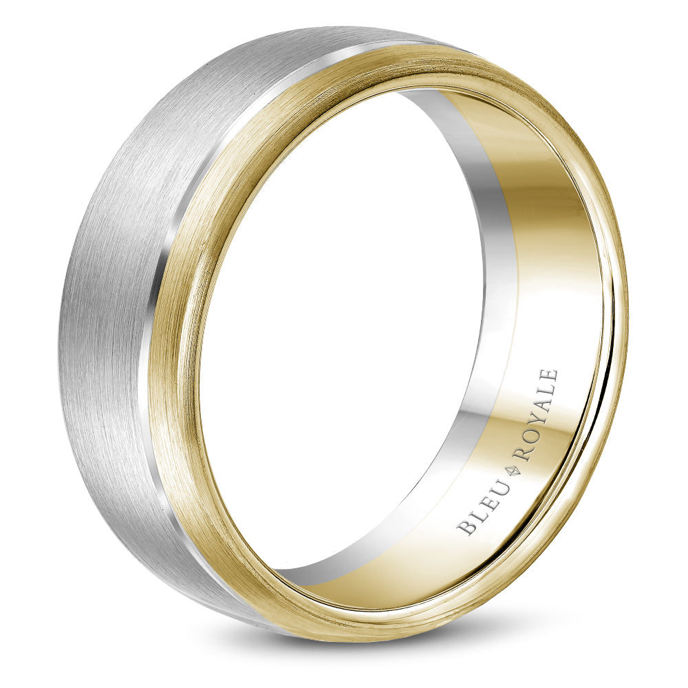 Bleu Royale Legacy Wedding Band 8.50mm White and Yellow 18k Gold
