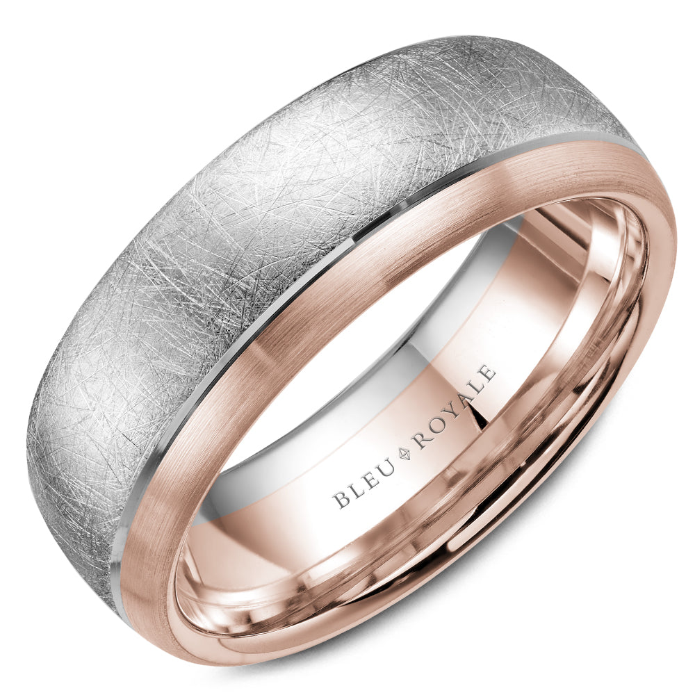Bleu Royale Legacy Wedding Band 7.50mm White and Rose 14k Gold