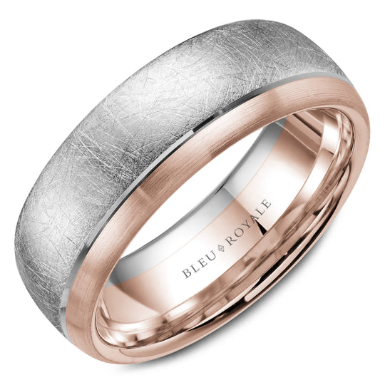 Bleu Royale Legacy Wedding Band 7.50mm White and Rose 14k Gold