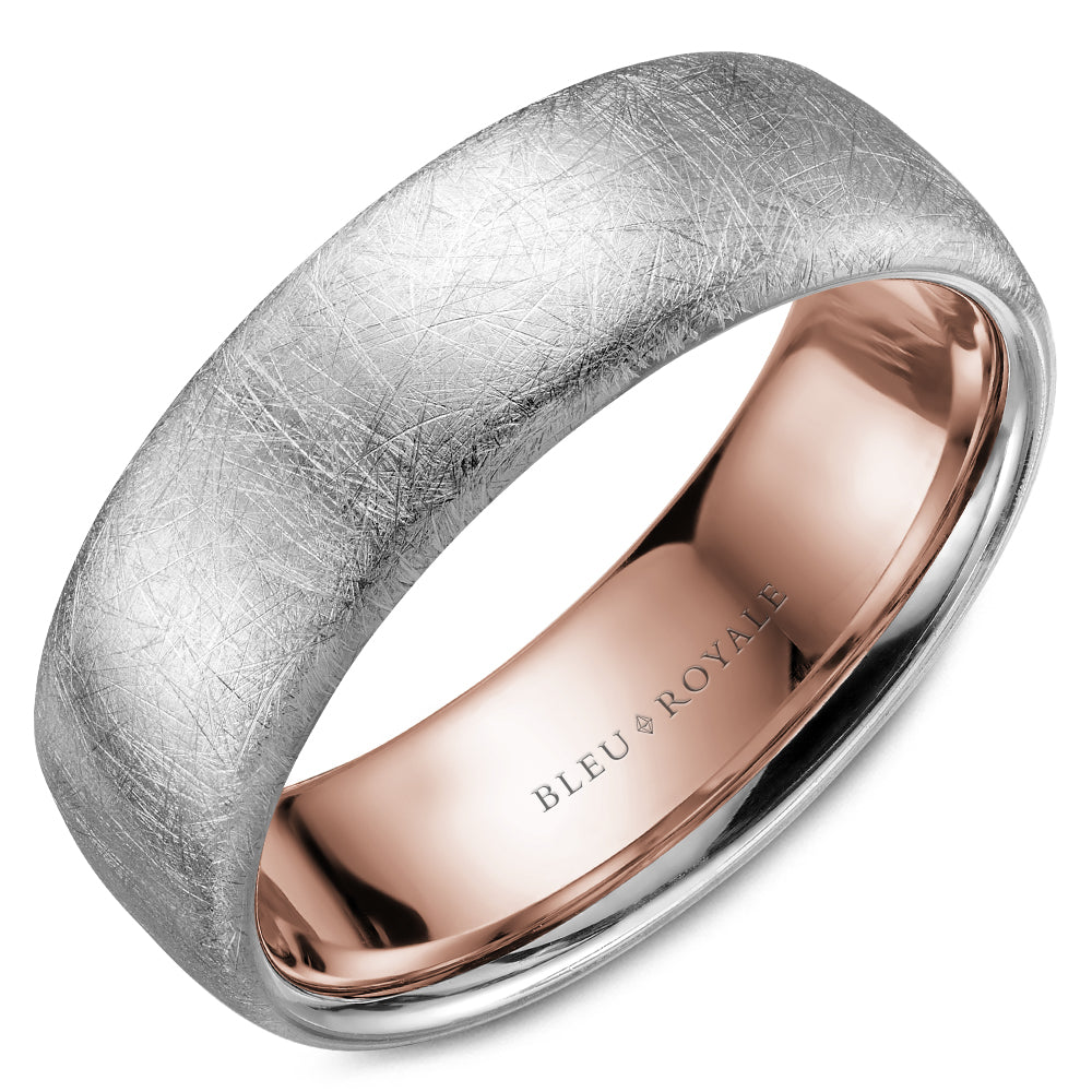 Bleu Royale Legacy Wedding Band 7.50mm White and Rose 14k Gold