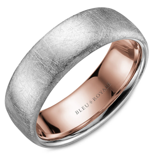 Bleu Royale Legacy Wedding Band 7.50mm White and Rose 14k Gold