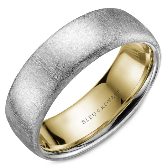 Bleu Royale Legacy Wedding Band 7.50mm White and Yellow 14k Gold