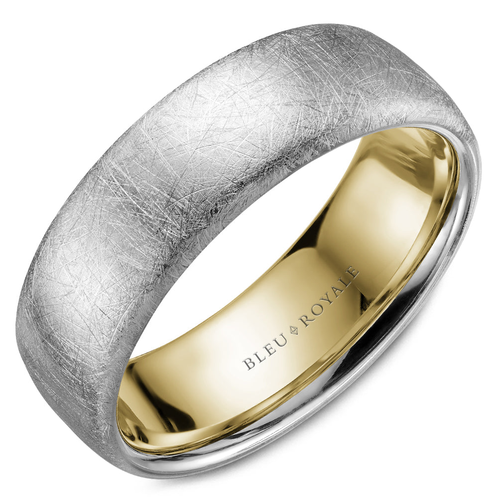 Bleu Royale Legacy Wedding Band 7.50mm White and Yellow 18k Gold