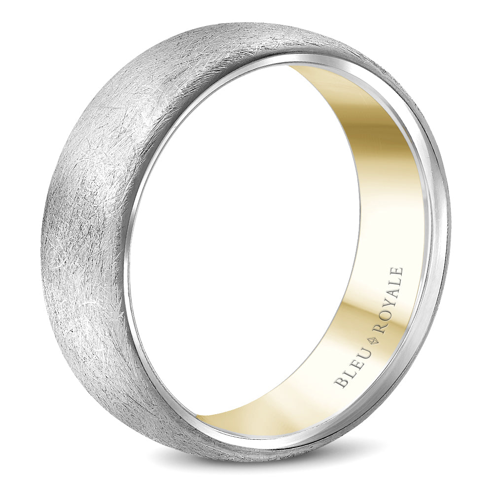 Bleu Royale Legacy Wedding Band 7.50mm White and Yellow 14k Gold