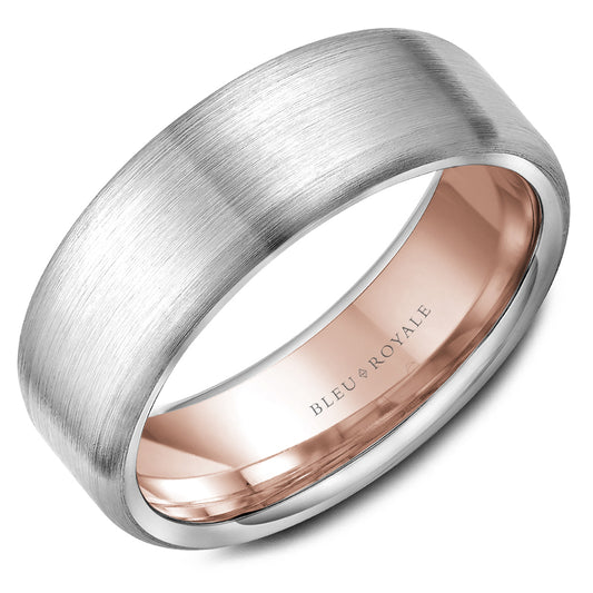 Bleu Royale Legacy Wedding Band 7.50mm White and Rose 14k Gold