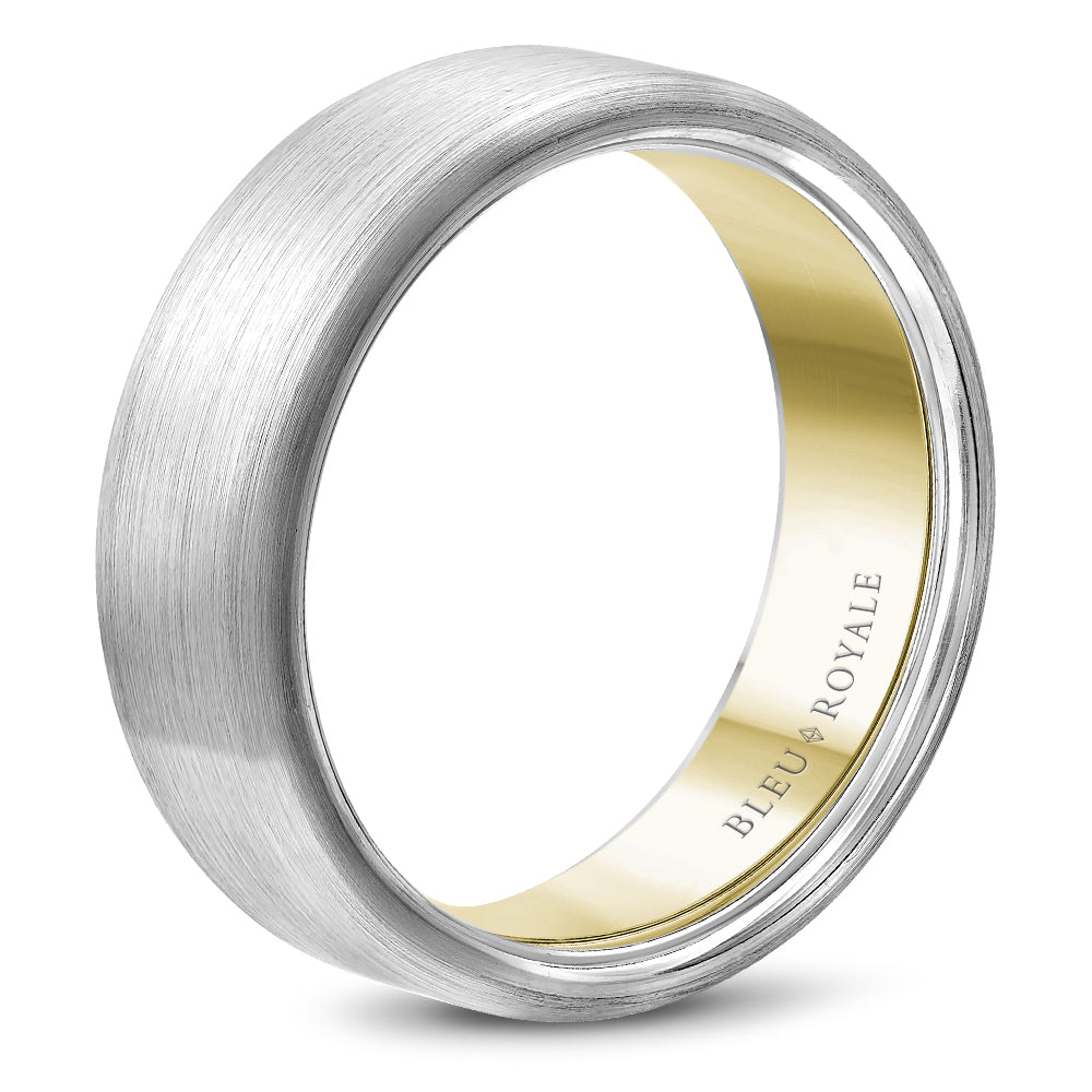 Bleu Royale Legacy Wedding Band 7.50mm White and Yellow 18k Gold