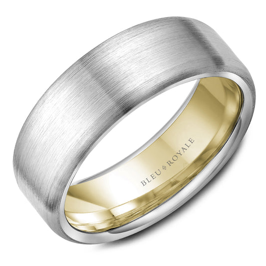 Bleu Royale Legacy Wedding Band 7.50mm White and Yellow 14k Gold