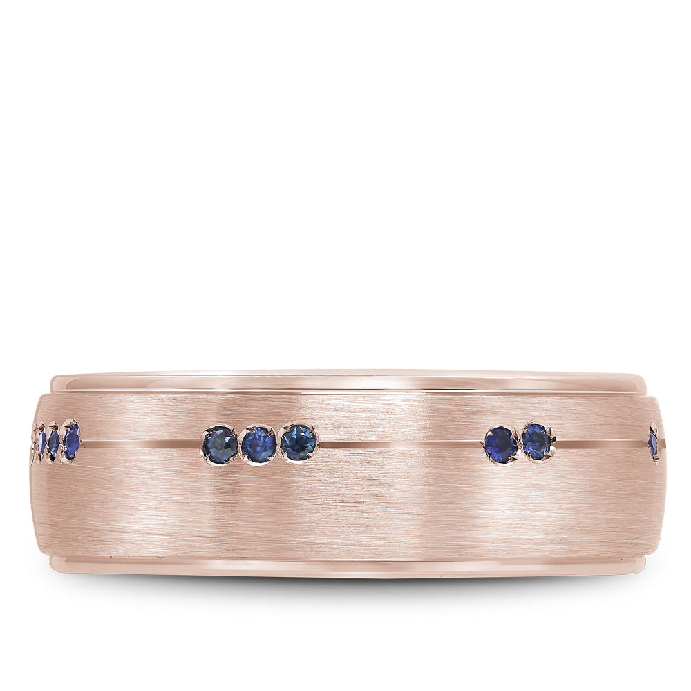 Bleu Royale Wedding Band 7.50mm Rose 14k Gold With 10 RD TCW 0.08ct
