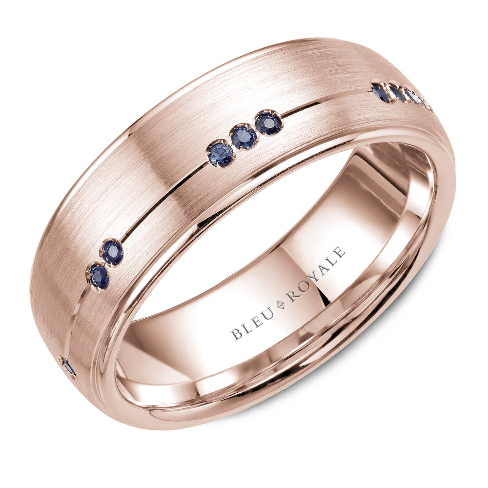 Bleu Royale Wedding Band 7.50mm Rose 18k Gold With 10 RD TCW 0.08ct