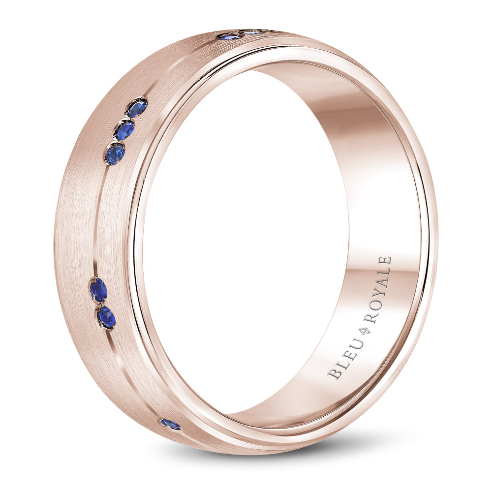 Bleu Royale Wedding Band 7.50mm Rose 18k Gold With 10 RD TCW 0.08ct