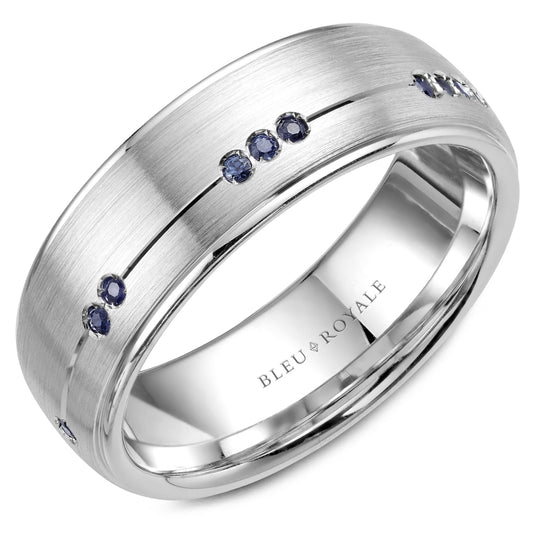 Bleu Royale Wedding Band 7.50mm Platinum With 10 RD TCW 0.08ct