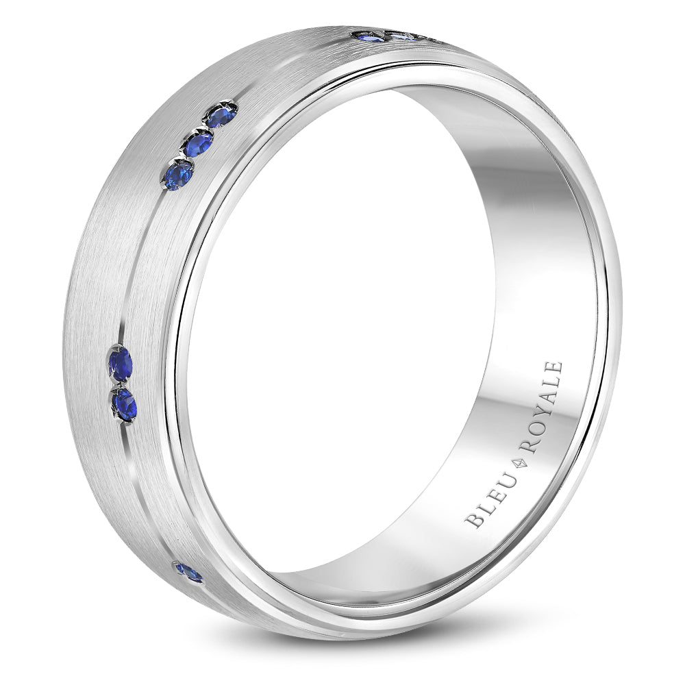 Bleu Royale Wedding Band 7.50mm Platinum With 10 RD TCW 0.08ct